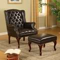 Malia Soft Dark Brown Leather Wingback Chair  