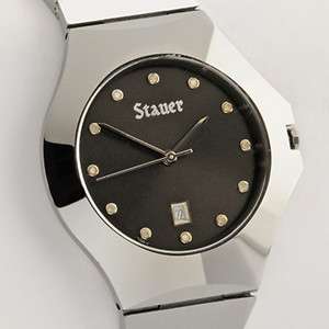 Stauer Diamond Marker Tungsten 7 3/4 Bracelet Watch   