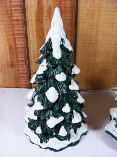Lighted Snow Capped Pine Trees 2 Snow Village Dept 56  