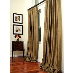 Signature Taupe/Gold 108 inch Textured Silk Curtain Panel  Overstock 
