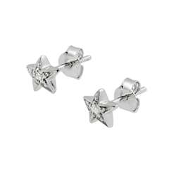 Sterling Silver CZ Star Stud Earrings  