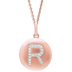 14k Rose Gold Diamond Initial R Disc Necklace  Overstock