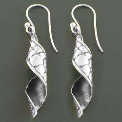 Sterling Silver Twirling Pod Dangle Earrings (India)  Overstock
