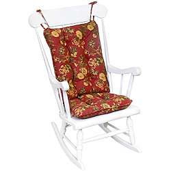 Cotton Red Floral Standard 2 piece Rocking Chair Cushion Set 