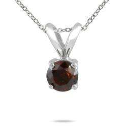   White Gold 1/4ct TDW Red Diamond Solitaire Necklace  