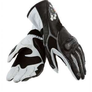  DAINESE NERVE WOMENS LEATHER GLOVES BLACK/WHITE/CARBON SM 