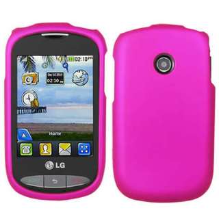 Tracfone LG 800G Net10 Pink Rubberized Hard Case Cover +Screen 