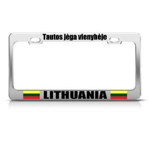 Lithuania Strength Lies In Unity Country license plate frame Stainless