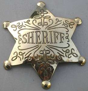 Ornate Brass Sheriff Old West Police Badge Ranger Marshal New  