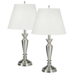  Set of Two Brushed Steel Table Lamps: Home Improvement