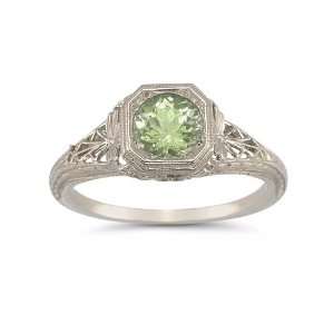    Vintage Filigree Peridot Ring in .925 Sterling Silver Jewelry