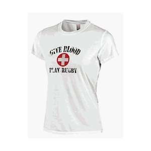  GIVE BLOOD PLAY RUGBY WOMENS BABY TEE: Sports & Outdoors