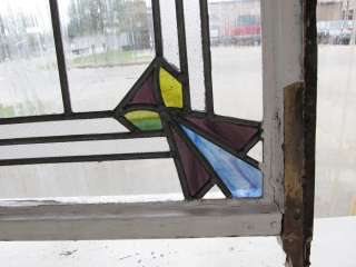 Very Large set 3 Art Deco Antique Stained Glass Windows  