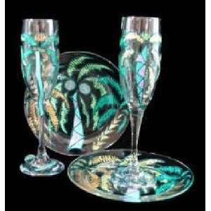 Bellissimo WFPS 3001 Hand Painted Party Palms Design 6 oz. Toasting 