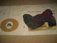 Vintage 70s HEN and CHICKENS Pillow CRAFT Fabric Piece The TOY WORKS 8 