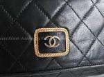 Auth 100% Chanel black quilted lamb VINTAGE bag HANDBAG PURSE #2665 