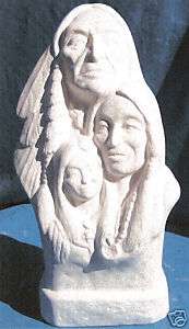 INDIAN FAMILY BUST CERAMIC BISQUE NATIVE AMERICAN  
