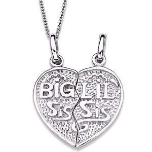  Sterling Silver Big Sis/Lil Sis Breakable Heart Necklace Jewelry