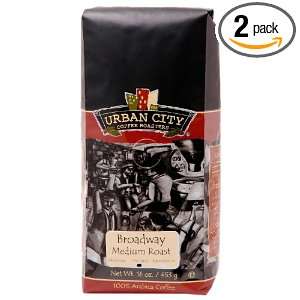 Urban City Coffee Broadway Ground, 16 Ounce Bags (Pack of 2)  