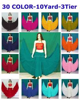 NEW 30COLOR Cotton Gypsy Skirt 3Tier 10Yard Belly Dance  