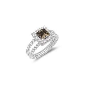  1.03 Cts Champagne & White Diamond Cluster Ring in 14K 