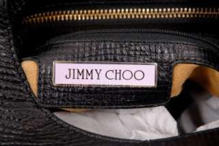 NWOT Jimmy Choo Textured Leather Bardia Shoulder Bag Hobo   Black 