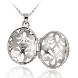 Sterling Silver Marcasite Oval Locket Necklace  