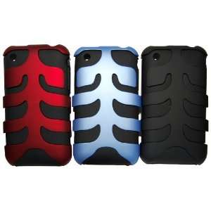 KingCase iPhone 3G & 3GS   Fishbone 3 Case Case Combo Pack (Red, Blue 