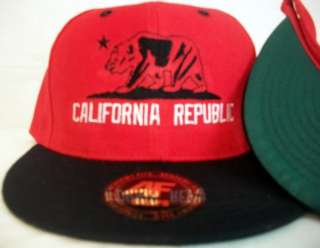   Republic Bear Flag Snapback Hat Cap NOR CAL Snap back RED BLK  