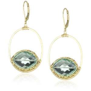   with an Aqua Quartz and Hand Cut Gold Beads Drop Earrings: Jewelry