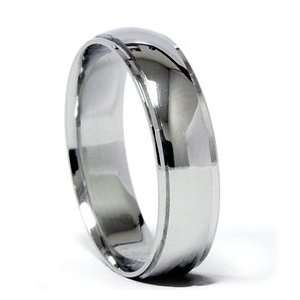   High Polished Shiny Solid 14k White Gold Dome 6 MM Wedding Ring Band