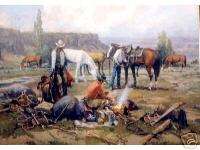COW CAMP at LOGY CREEK Fred Oldfield Western Print  