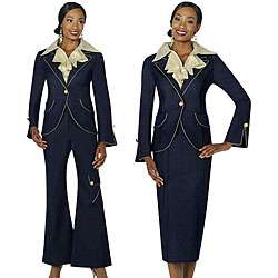 Divine Denim Womens 3 piece Suit with Faux Camisole  