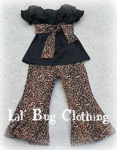 Custom Boutique Leopard Pant Set 12 18 24 2t 3t 4t 5 6  