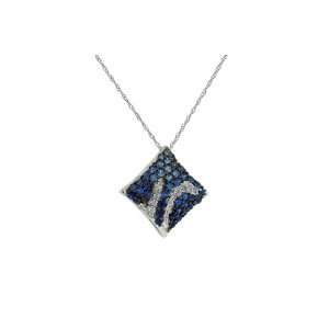  0.95 ctw Diamond with Sapphire Necklace in 14K White Gold 