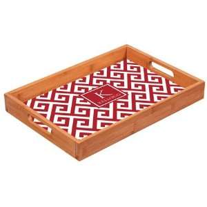  Preppy Plates   Personalized Bamboo Trays (Santorini Red 