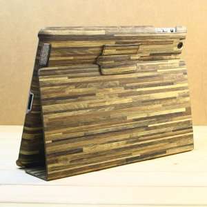  Wood Pattern PU Leather Stand Case for iPad2 +Free Screen 