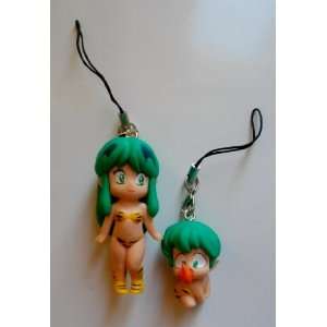  2 Anime Lum & Character Rubber Mascot Cell Phone Charm Set 