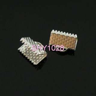200Pcs Silver plated end cap crimp beads 10mm #258C  