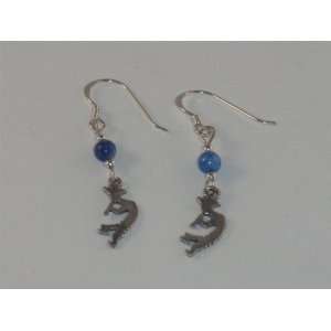   Hook Earrings   Blue Bead   ER 0091:  Sports & Outdoors