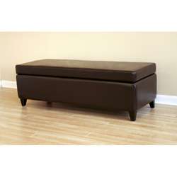 Dark Brown Bi cast Leather Storage Bench  