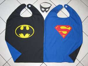 Superman Batman Super hero Cape Boys Mask Costume BLUE  