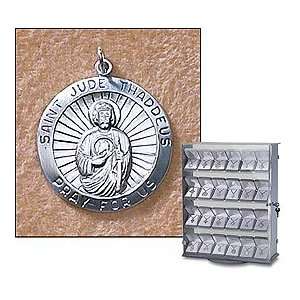 Sterling Silver St. Jude Medal (Pendant Charm) Patron Saint with 18 