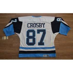  Penguins #87 Sidney Crosby White with Blue Authentic NHL Jerseys 