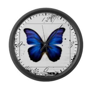  Large Wall Clock Blue Butterfly Still Life Everything 