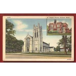  Postcard Vintage St Josephs Church Portland Maine 
