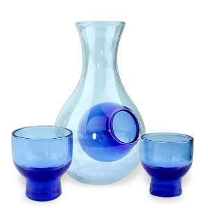 Colbalt Blue Glass Cold Sake Set:  Kitchen & Dining