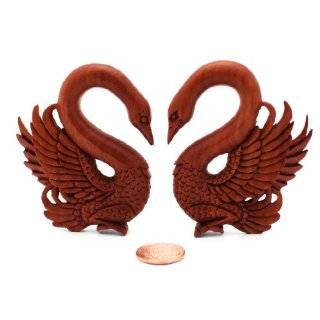   Wood Hanging Swan Wings Ear Gauge Plug (SOLD AS PAIR): Jewelry: 