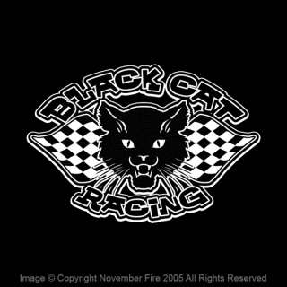 Black Cat Racing Shirt Bad Luck NASCAR Checkered Flag  