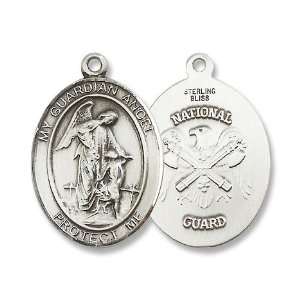 Sterling Silver Guardian Angel Military US National Guard Armed Forces 